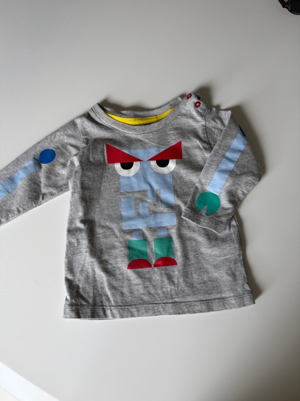 Fendi Grey Long-Sleeve Kids Tee with Colorful Robot Motif